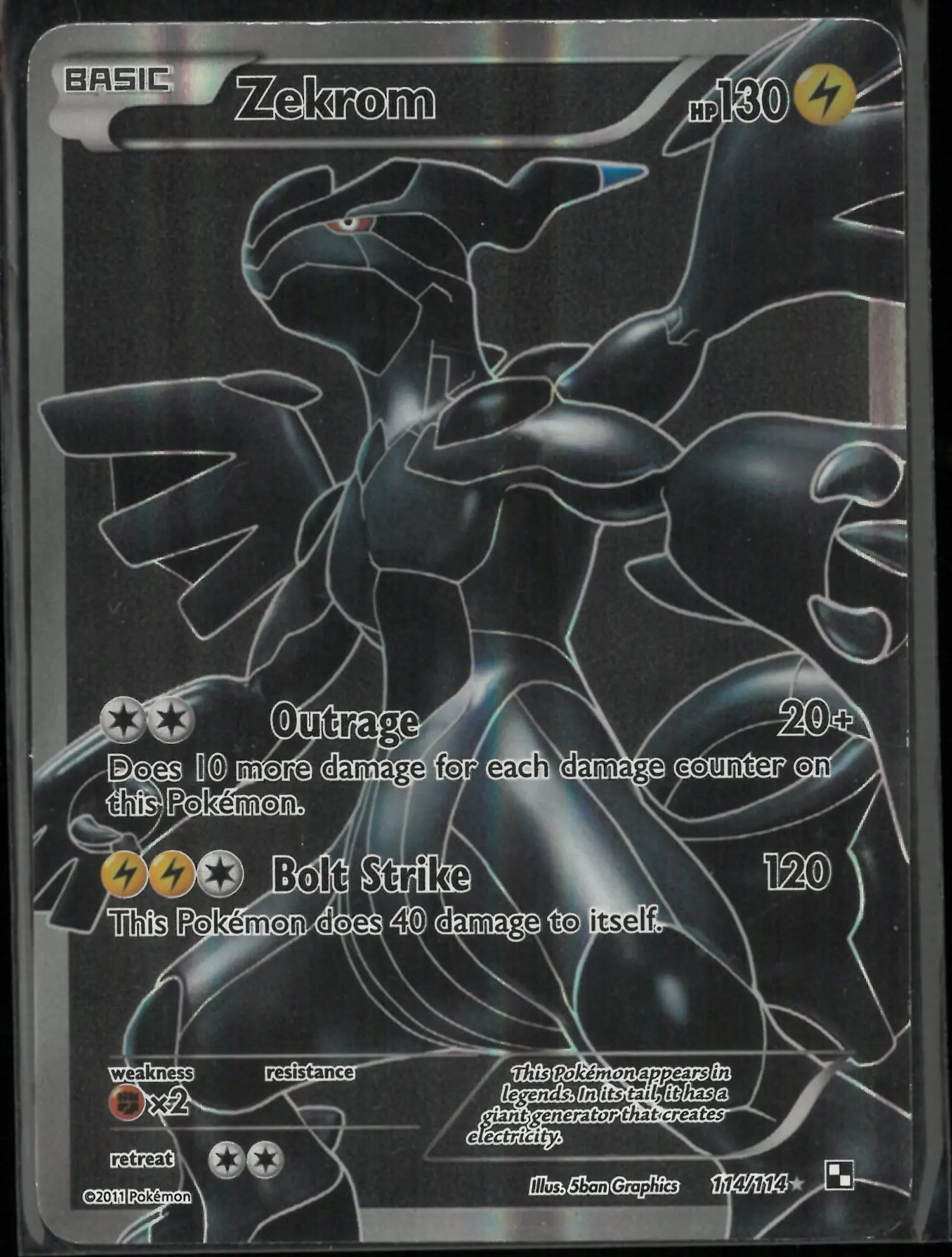 2011 Pokemon Black and White Ultra Rare Full Art Zekrom 114/114 