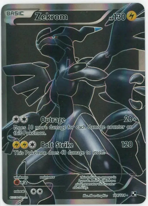 2011 Pokemon Black and White Zekrom Full Art 114/114 LP 