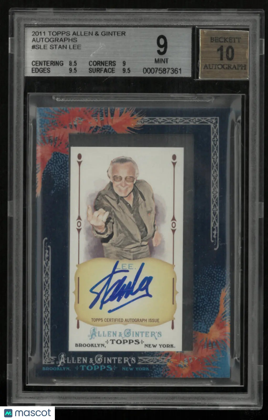 2011 Topps Allen and Ginter Autographs Stan Lee #SLE BGS 9 Auto 10 