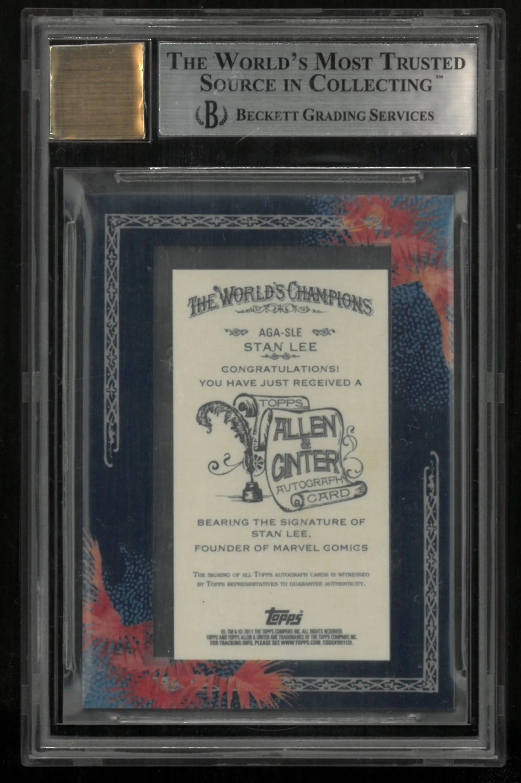 2011 Topps Allen and Ginter Autographs Stan Lee #SLE BGS 9 Auto 10 