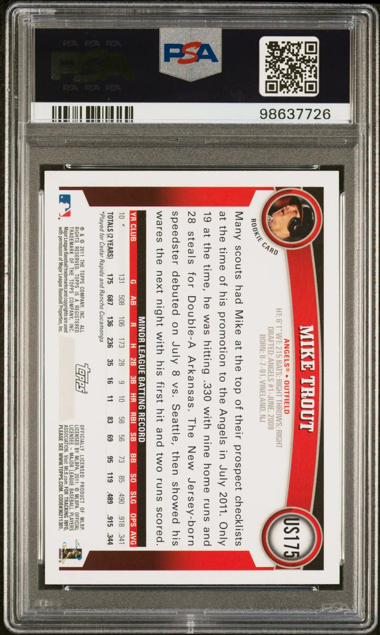 2011 Topps Update Rookie Mike Trout RC PSA 10 