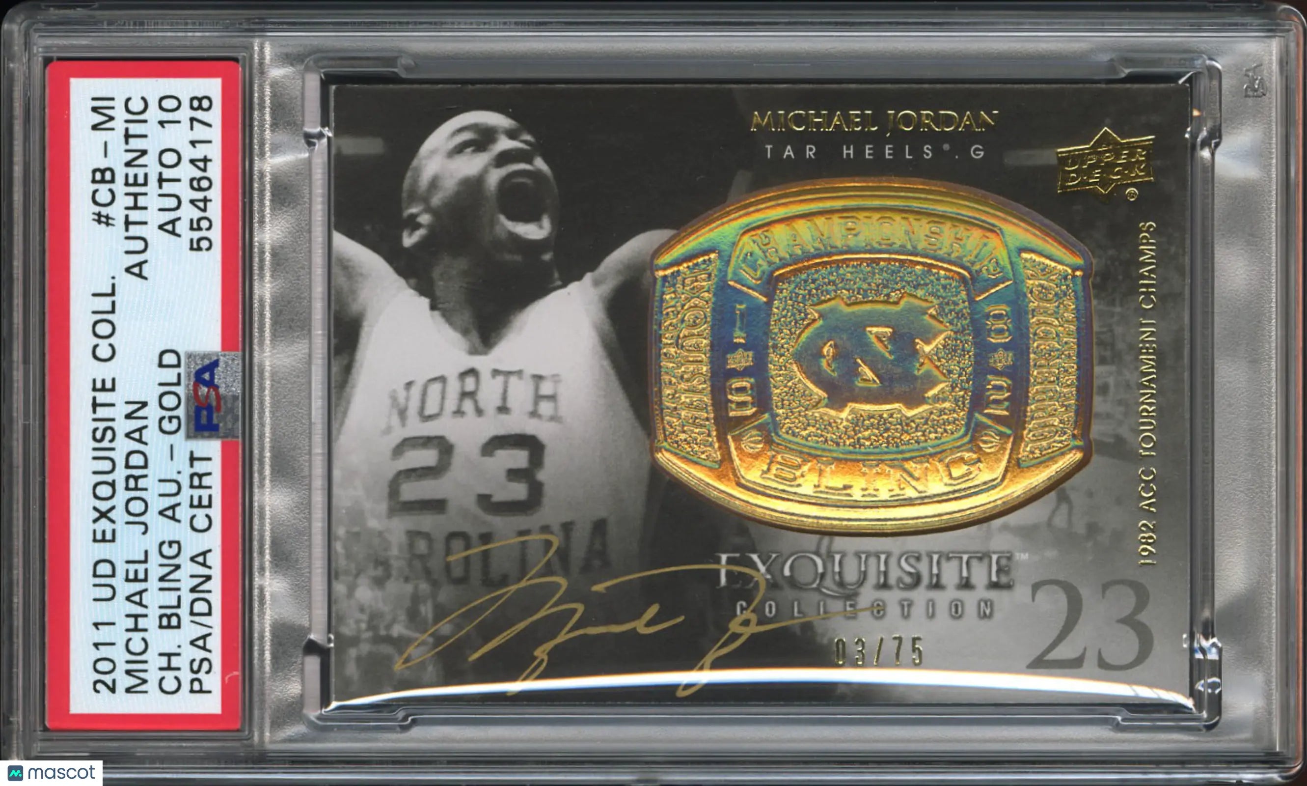 2011 UD Exquisite Championship Bling Auto Michael Jordan Gold PSA Authentic /75 