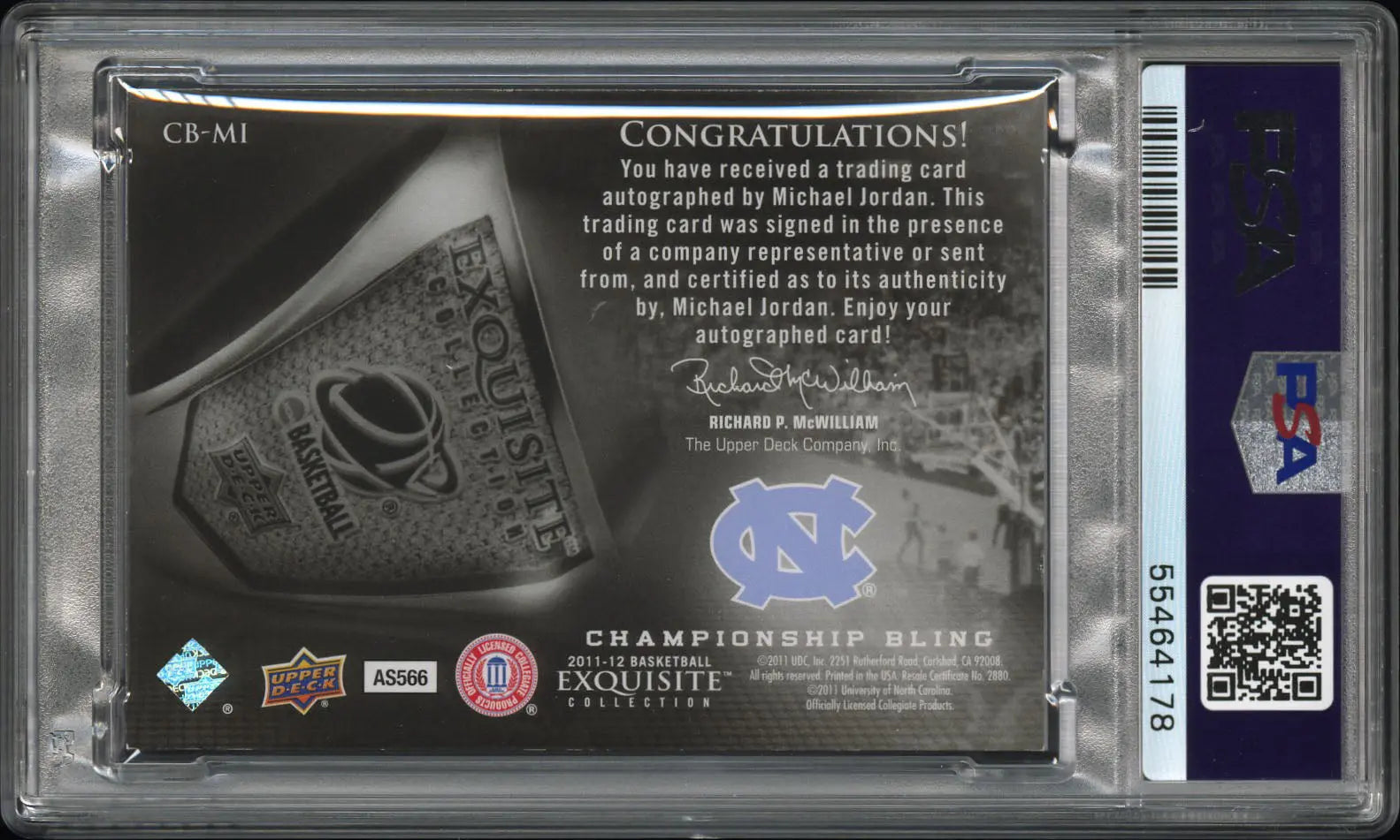 2011 UD Exquisite Championship Bling Auto Michael Jordan Gold PSA Authentic /75 