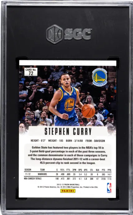 2012-13 Panini Prizm Basketball Stephen Curry SGC 10 