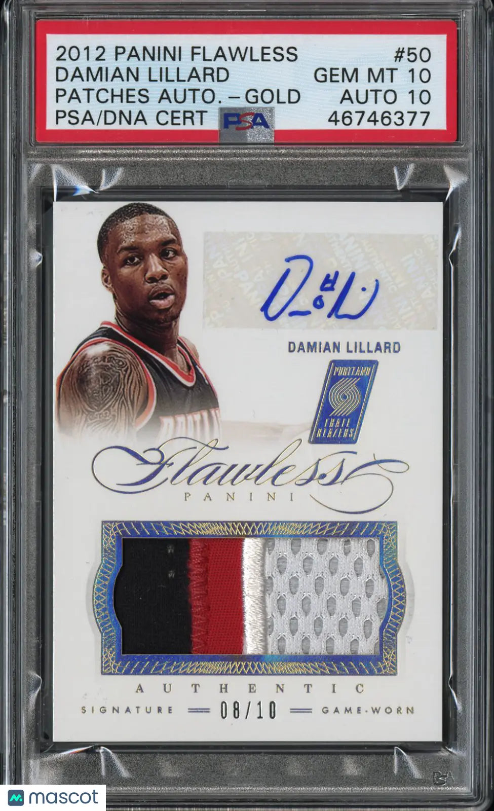 2012 Flawless Basketball Patch Auto Damian Lillard Gold /10 PSA 10 Auto 10 