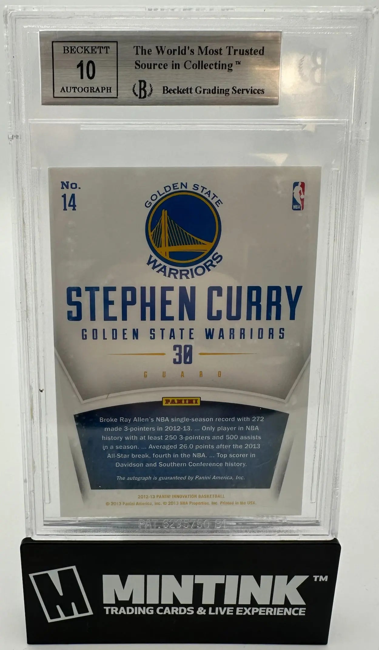 2012 Innovation Innovative Ink Autograph Stephen Curry Auto BGS 9 Auto 10 