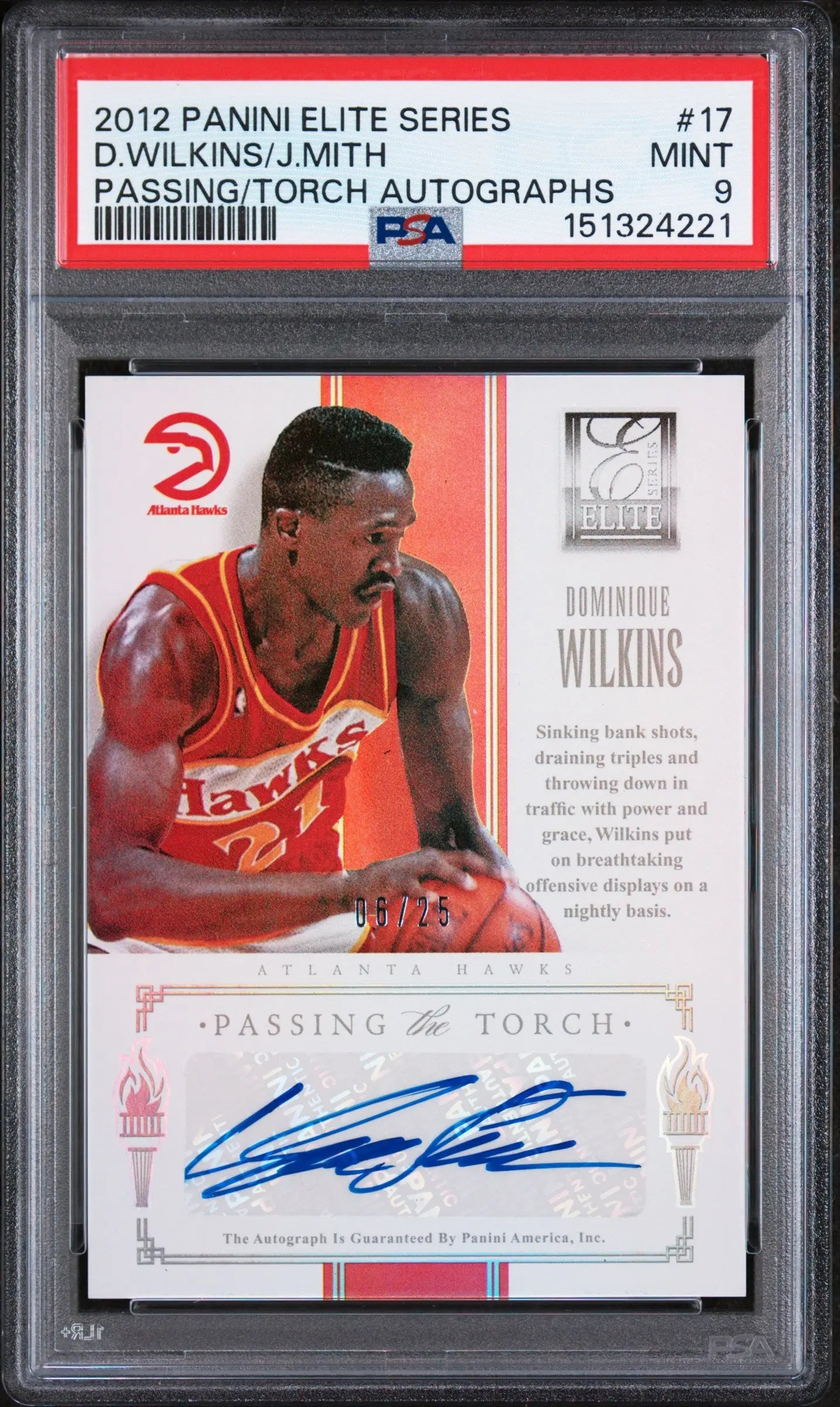 2012 Panini Elite Series Passing The Torch Dual Auto Wilkins Mith #17 /25 PSA 
