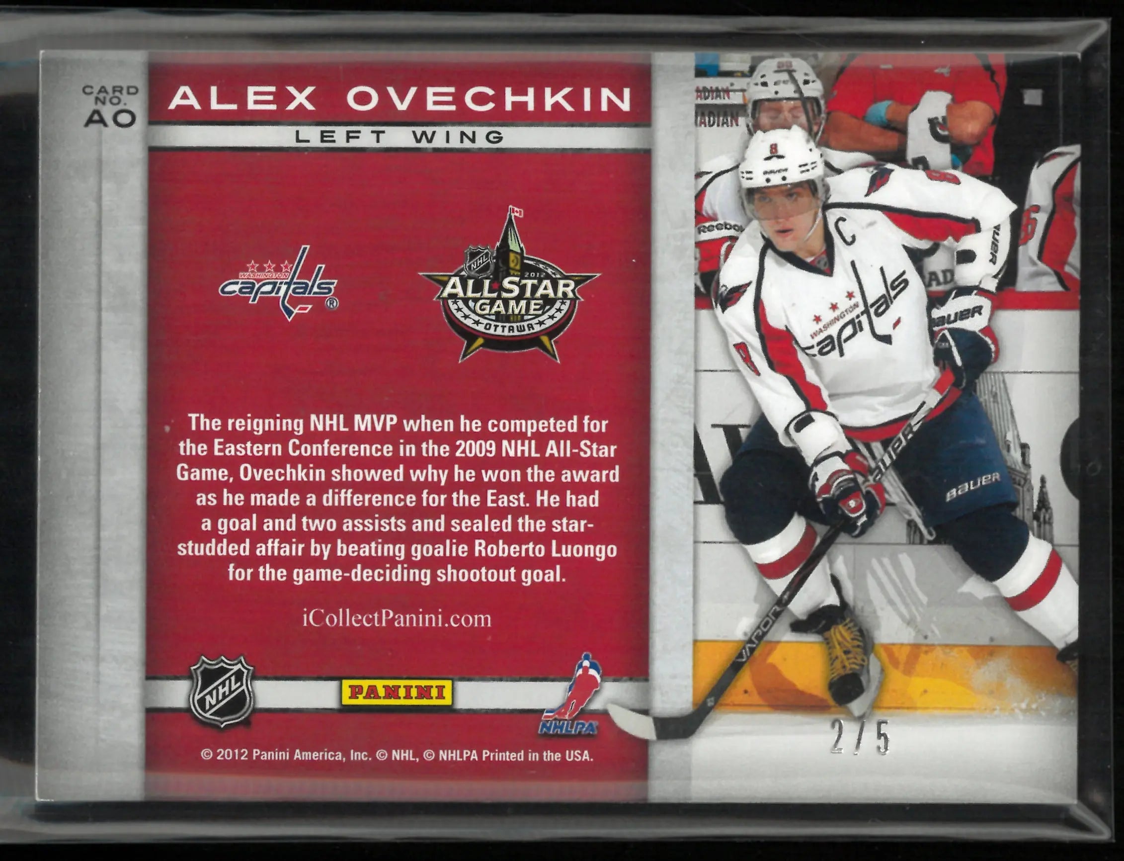 2012 Panini Father's Day All Star Game Patch Alex Ovechkin /5 