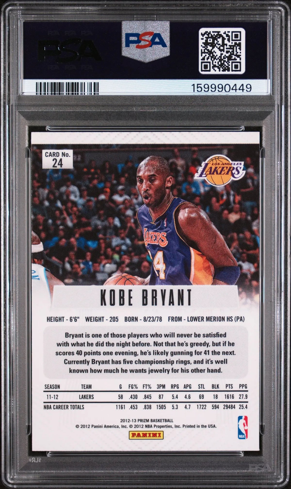 2012 Panini Prizm Kobe Bryant PSA 9 