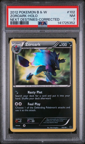 2012 Pokemon Black & White Next Destinies Zoroark Holo Corrected 102/99 PSA 7 