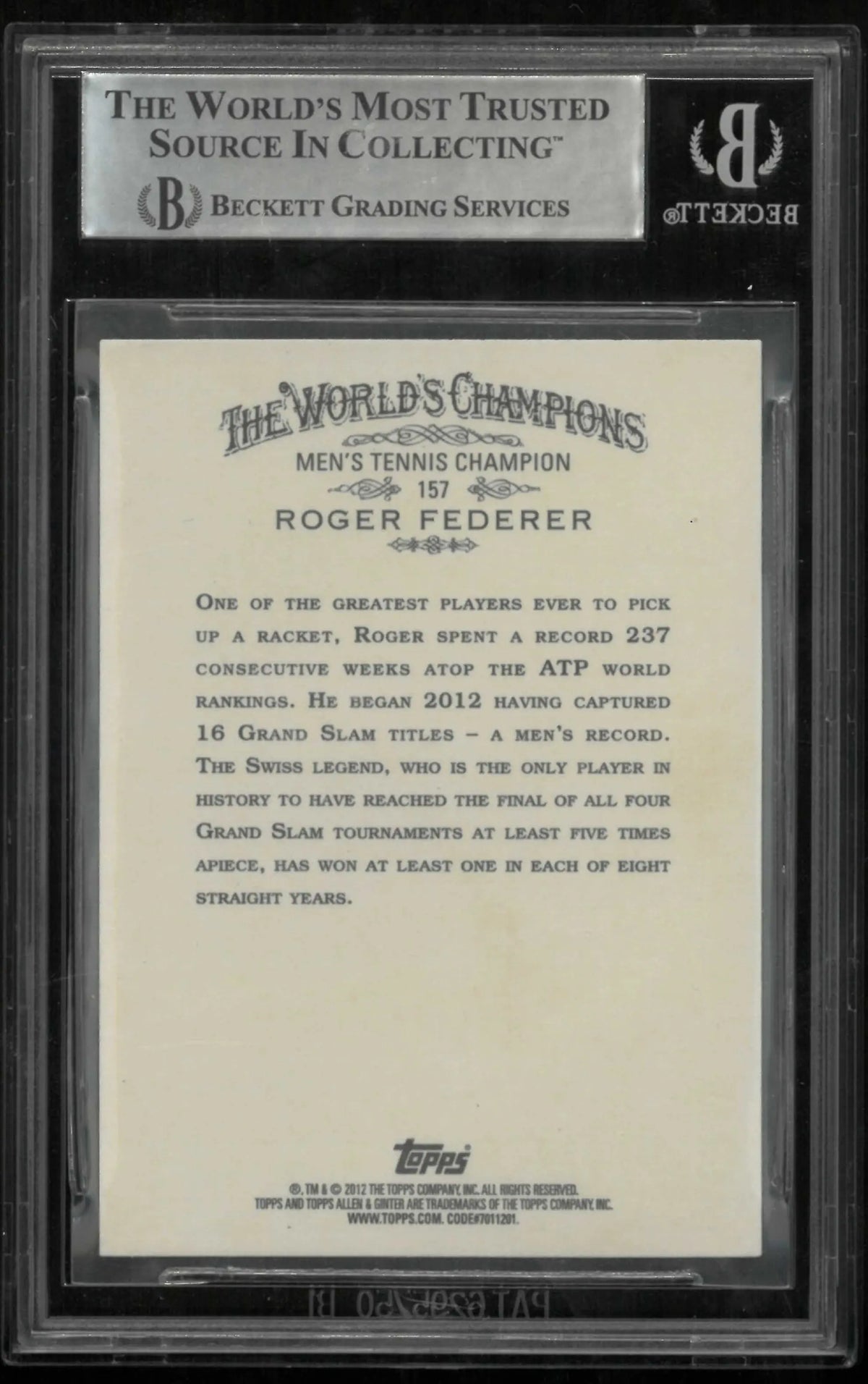 2012 Topps Allen & Ginter Autograph Roger Federer Auto BGS AUTH 