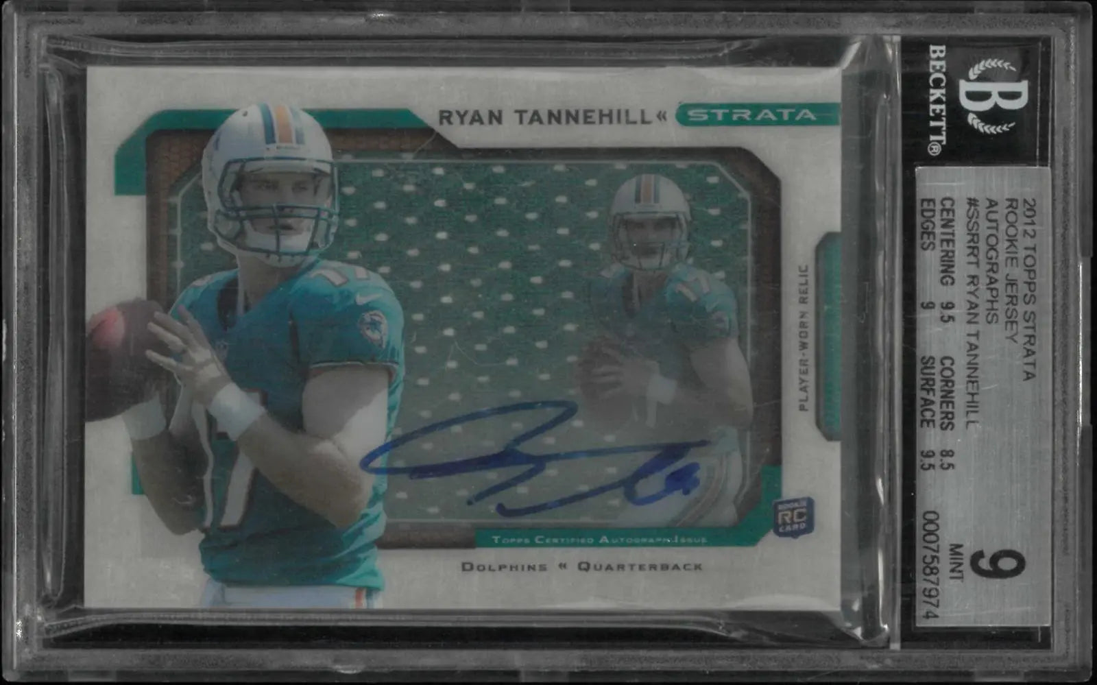 2012 Topps Strata Rookie Autograph Patch Ryan Tannehill Auto /40 RC BGS 9 