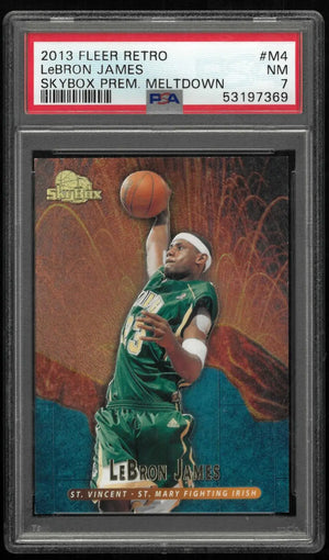 2013-14 Fleer Retro 1995-96 Skybox Premium Meltdown Lebron James PSA 7 