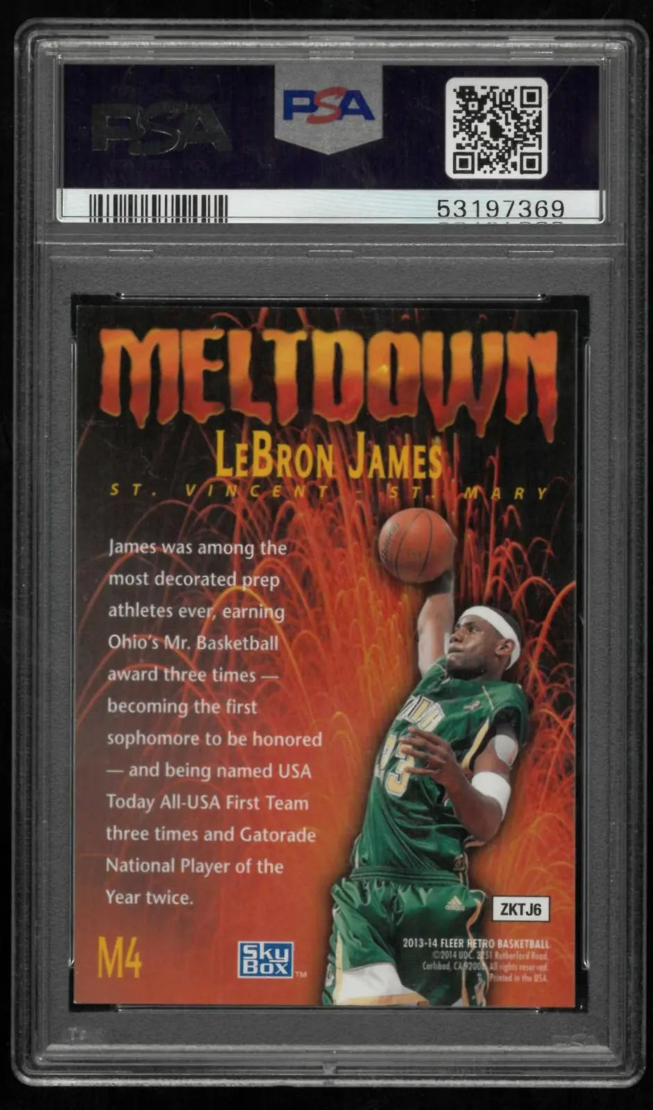 2013-14 Fleer Retro 1995-96 Skybox Premium Meltdown Lebron James PSA 7 