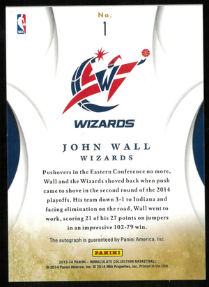 2013-14 Panini Immaculate John Wall Auto 1/60 