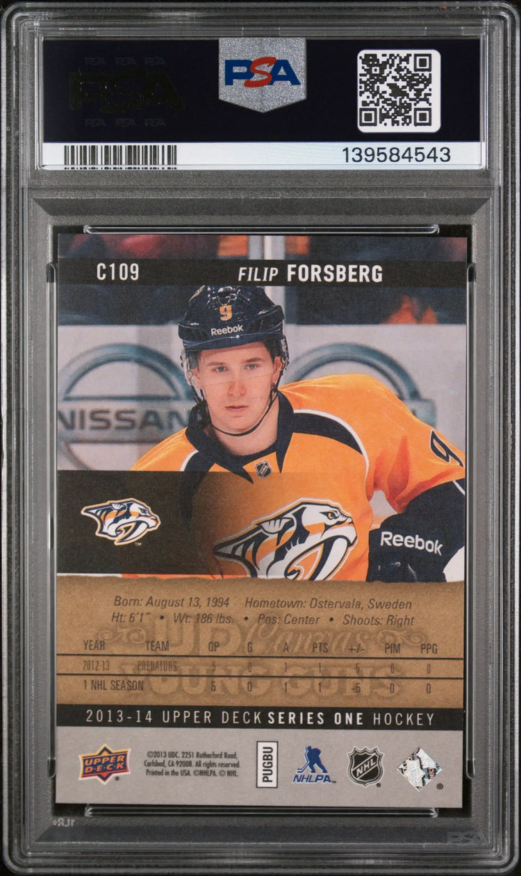 2013-14 Upper Deck Series One UD Canvas Young Guns RC Filip Forsberg PSA 10 