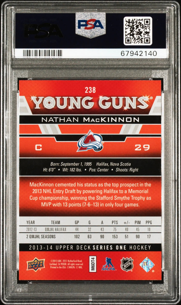 2013-14 Upper Deck Series One Young Guns Rookie Nathan Mackinnon RC PSA 10 
