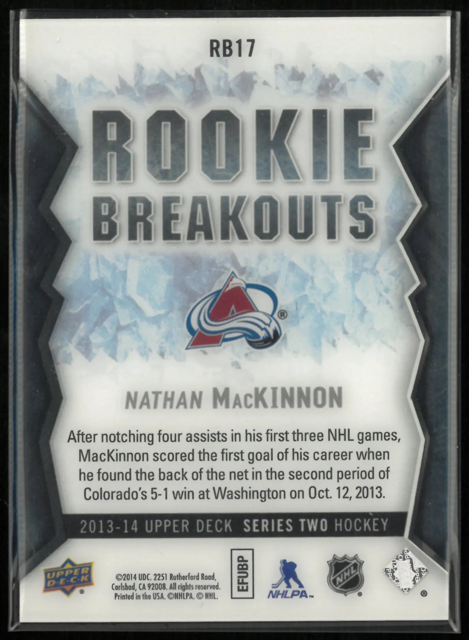 2013-14 Upper Deck Series Two Rookie Breakouts Nathan MacKinnon RC /100 