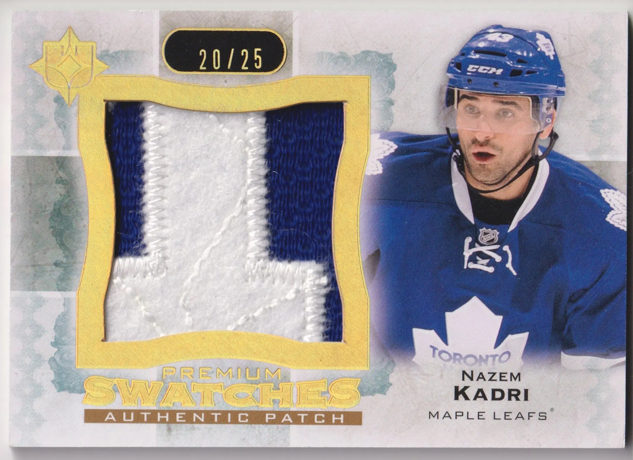 2013-14 Upper Deck Ultimate Collection Nazem Kadri Premium Swatches Patch /25 
