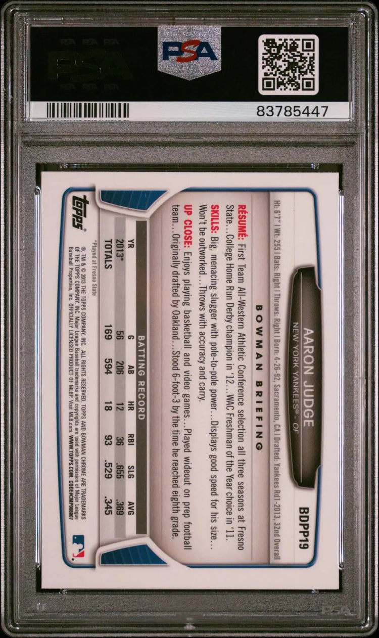 2013 Bowman Chrome Draft Picks & Prospects Aaron Judge PSA 10 