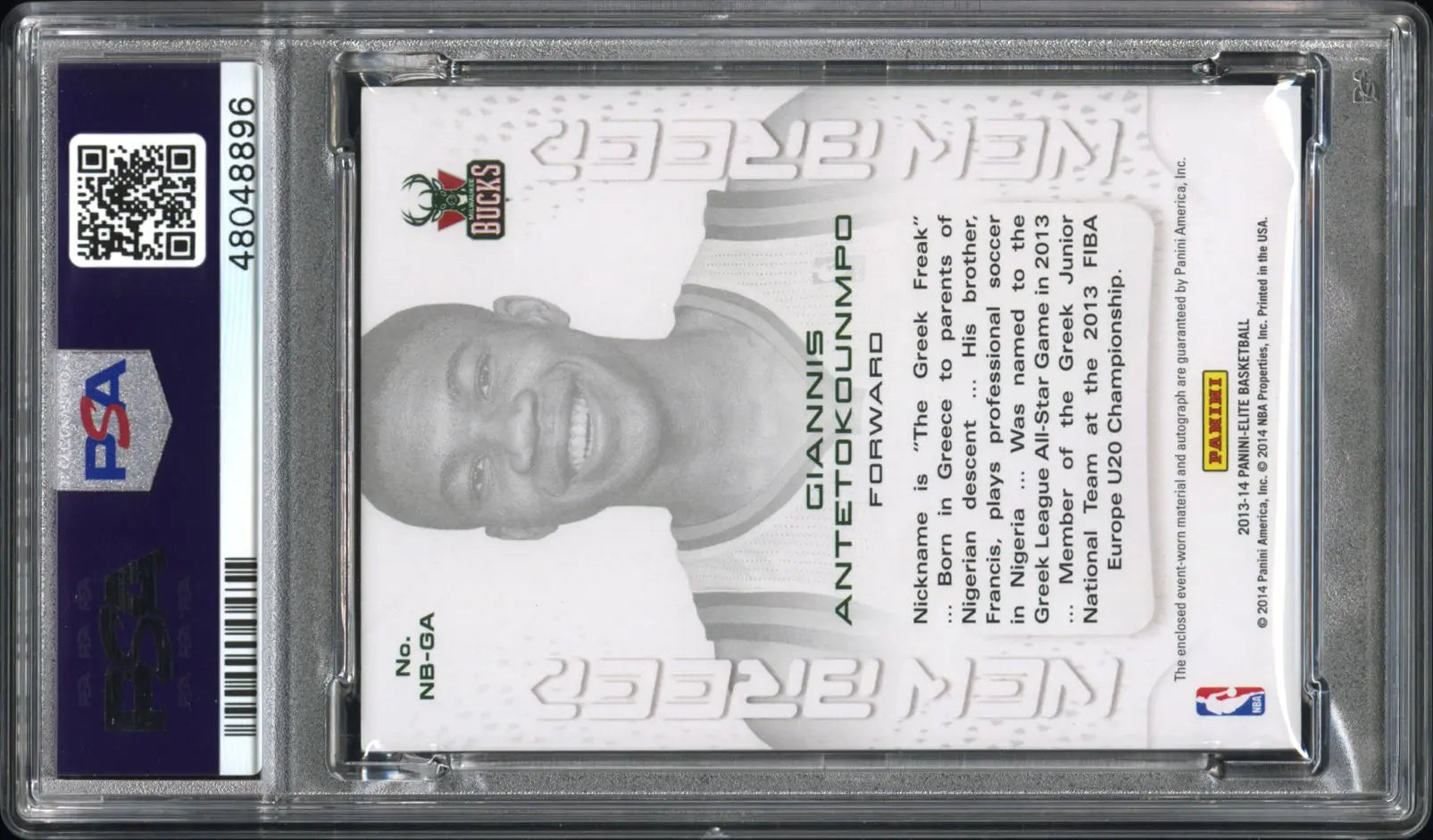 2013 Panini Elite New Breed Auto Jersey G. Antetokounmpo  Rookie /299 PSA 9 
