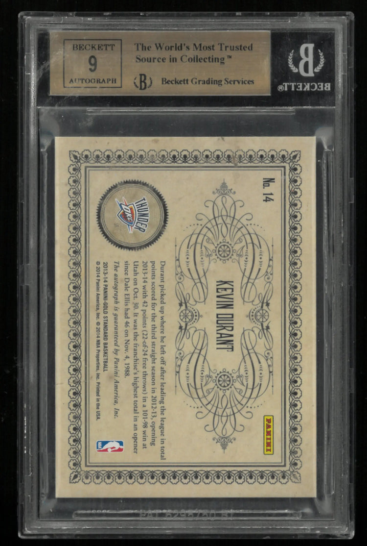 2013 Panini Gold Standard Gold Scripts Kevin Durant 35 EXCH /35 BGS 9.5 Auto 9 