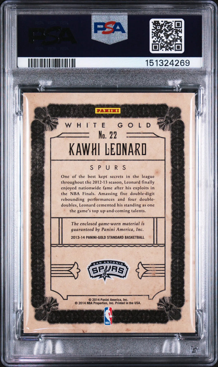 2013 Panini Gold Standard White Gold Threads Patch Kawhi Leonard #22 /199 PSA 9 