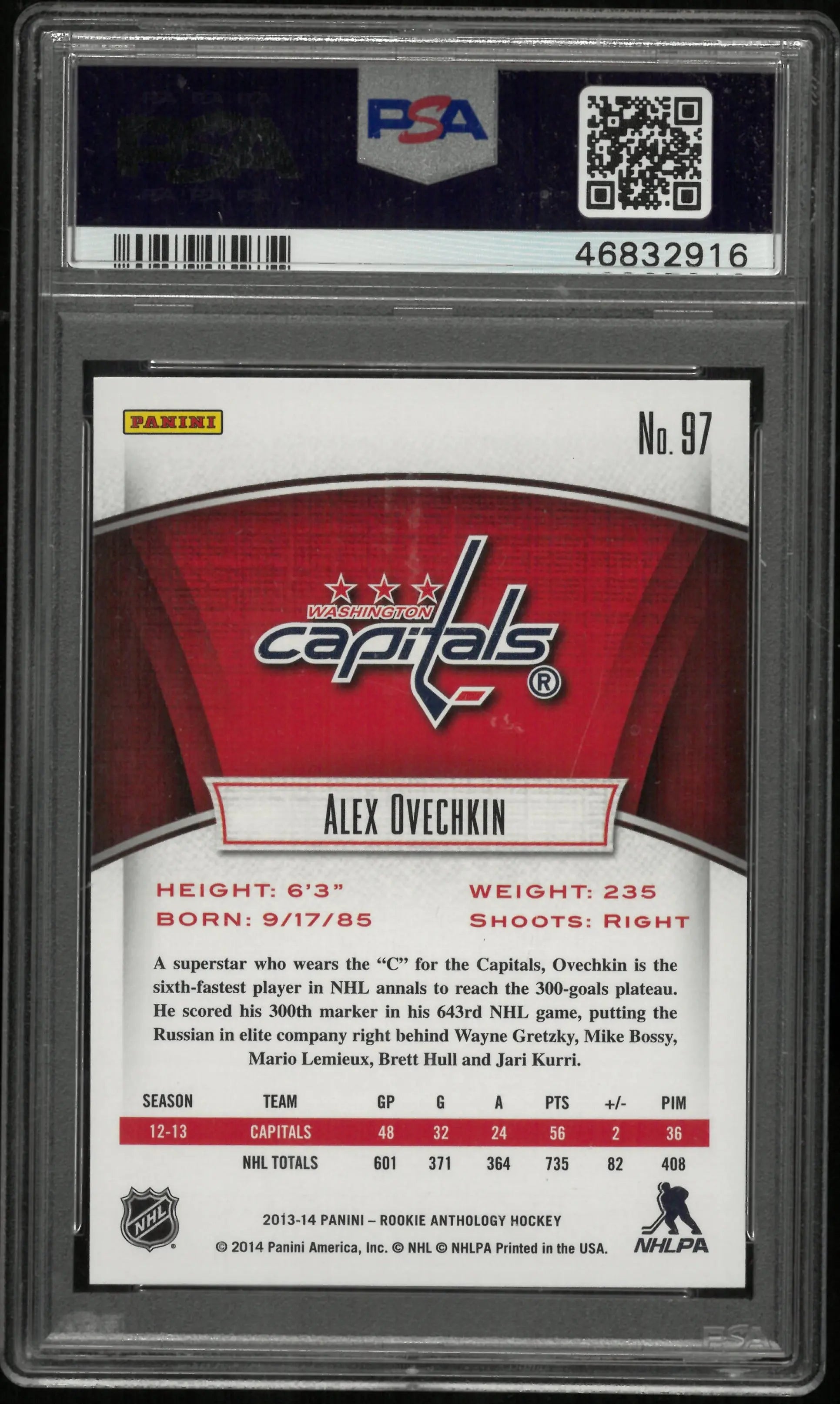 2013 Panini Hockey Rookie Anthology Alex Ovechkin #97 PSA 10 