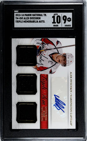2013 Panini National Treasure Alex Ovechkin Triple Patch Autograph SGC 9 Auto 10 