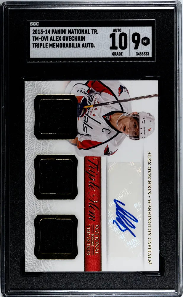 2013 Panini National Treasure Alex Ovechkin Triple Patch Autograph SGC 9 Auto 10 