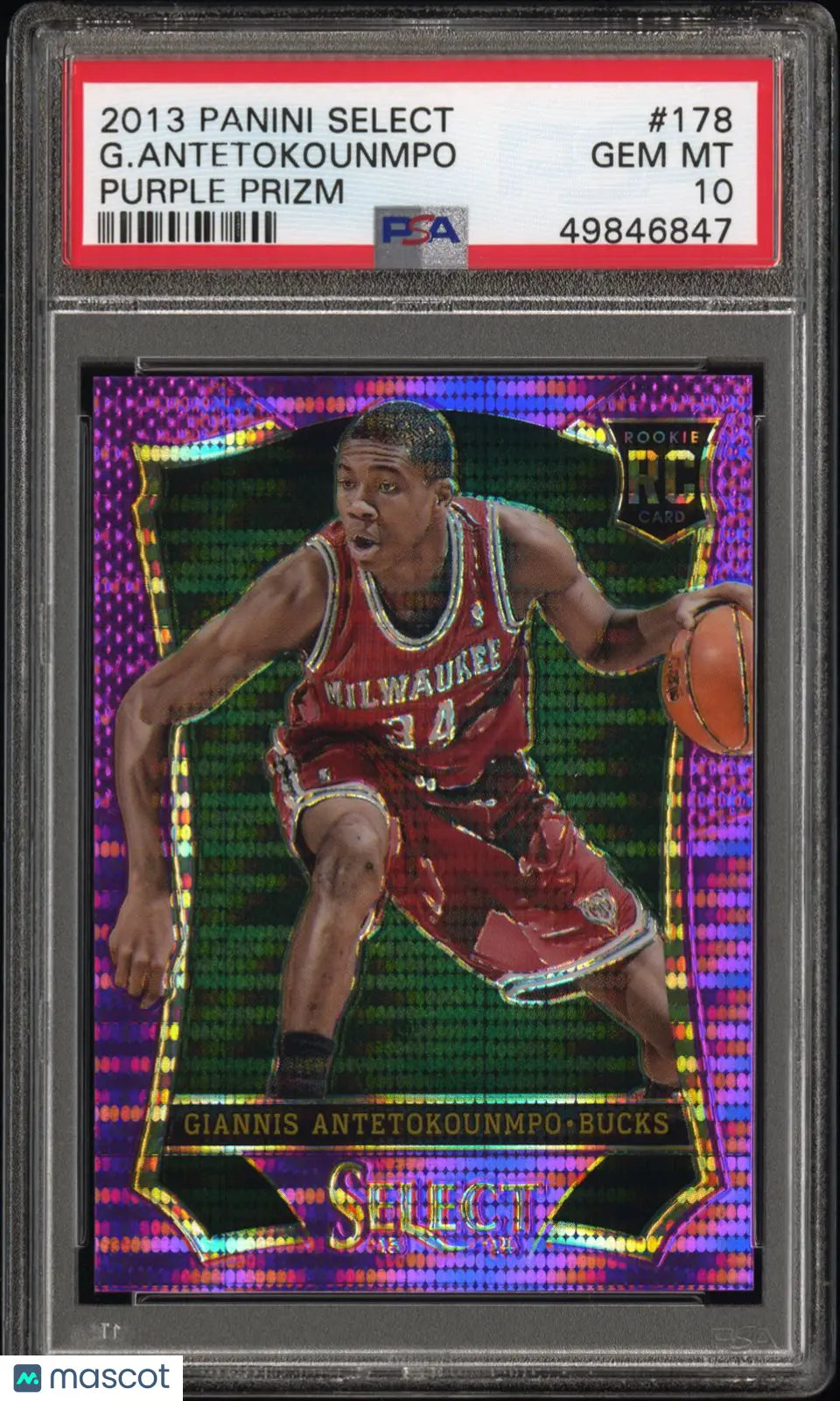 2013 Panini Select Basketball Giannis Antetokounmpo RC Purple Prizm PSA 10 /99 