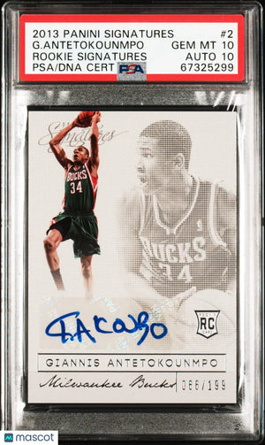 2013 Panini Signatures Rookie Autographs Giannis Antetokounmpo /199 PSA 10 