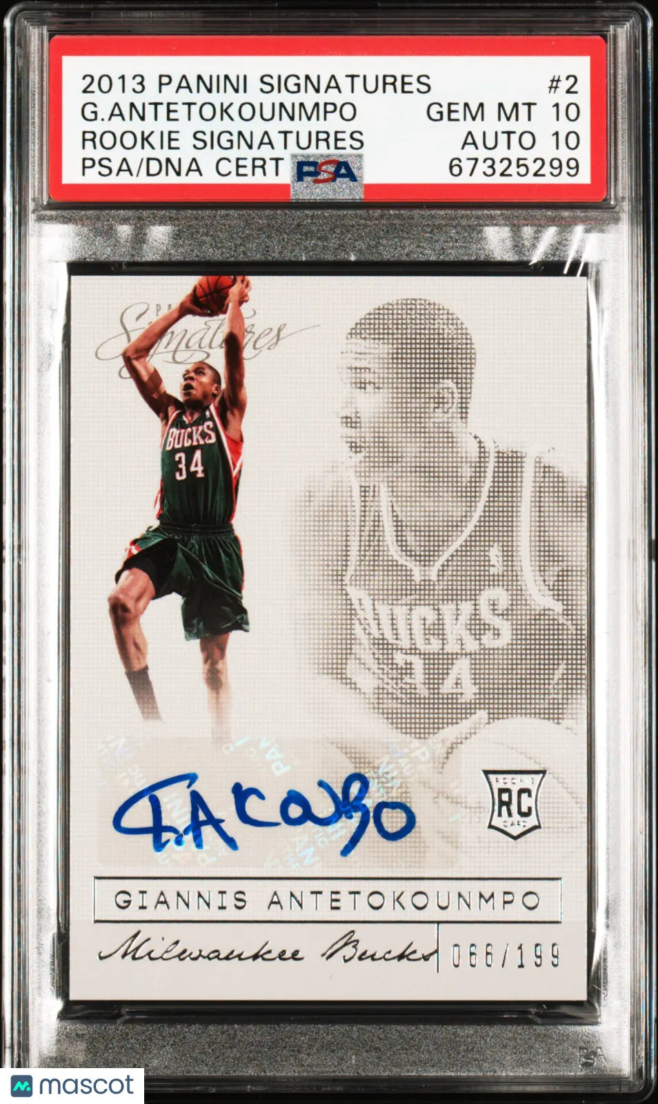 2013 Panini Signatures Rookie Autographs Giannis Antetokounmpo /199 PSA 10 