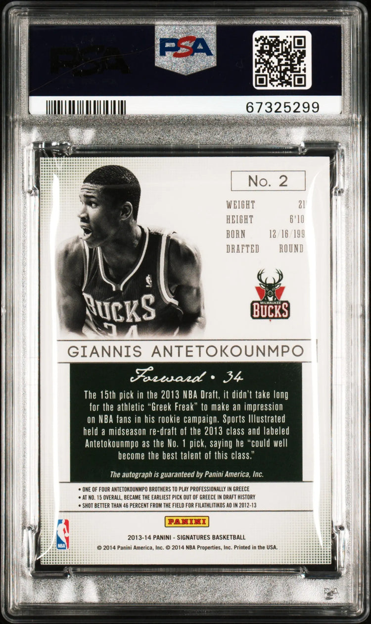 2013 Panini Signatures Rookie Autographs Giannis Antetokounmpo /199 PSA 10 