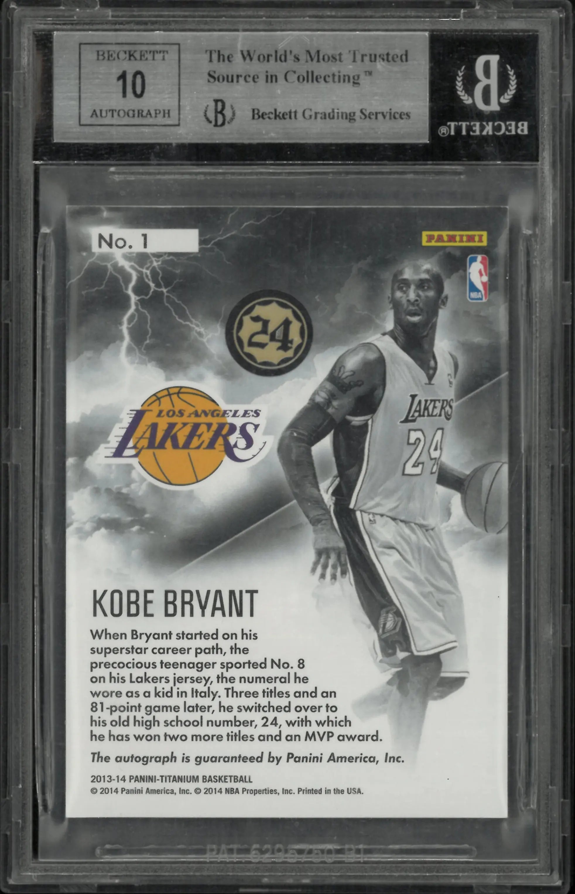 2013 Panini Titanium Electric Endorsements Auto Kobe Bryant /75 BGS 9 Auto 10 
