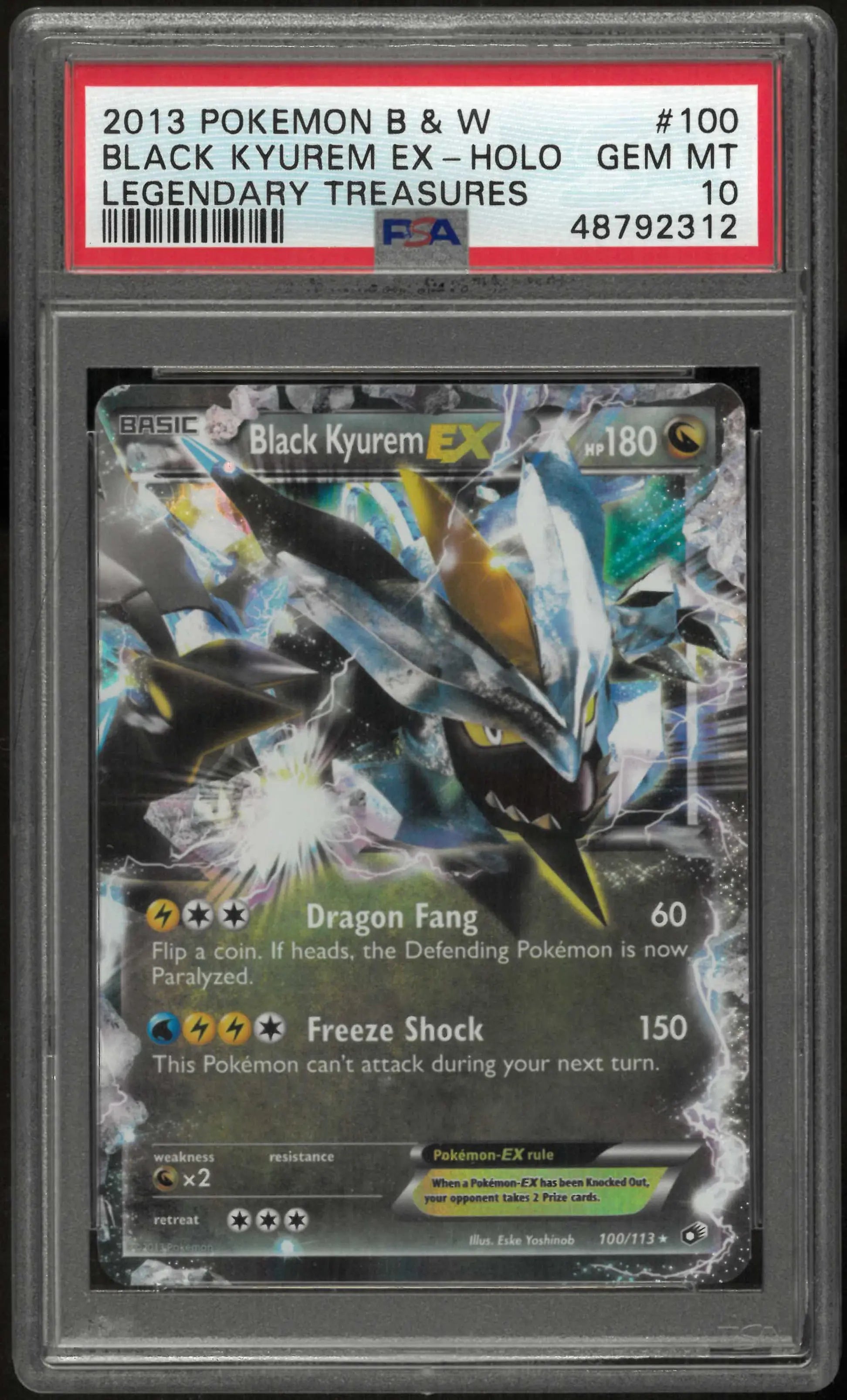 2013 Pokemon Black & White Legendary Treasures 100/113 Black Kyurem Ex PSA 10 