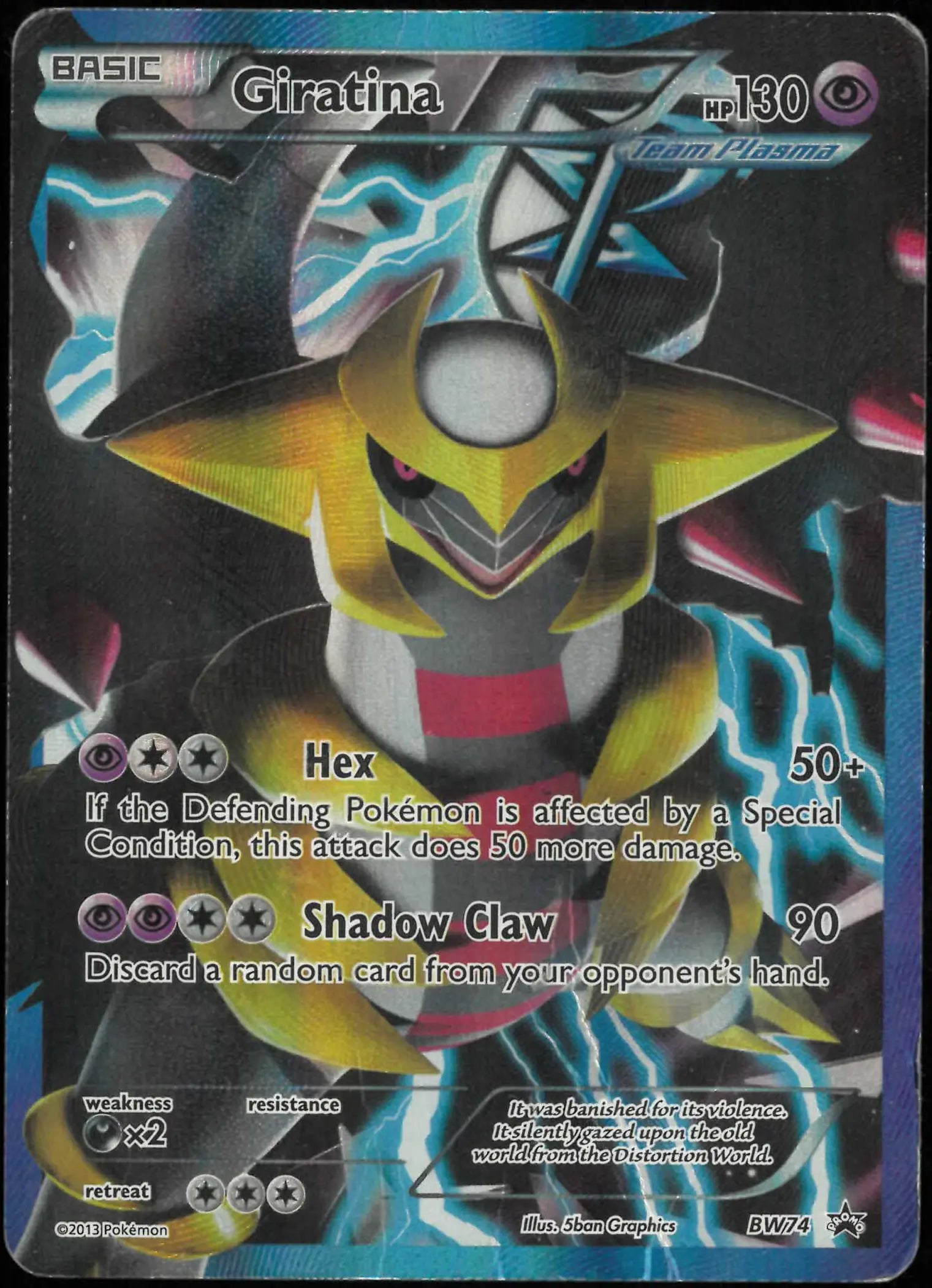 2013 Pokemon Black and White Promo Giratina Team Plasma Holo Rare BW74 