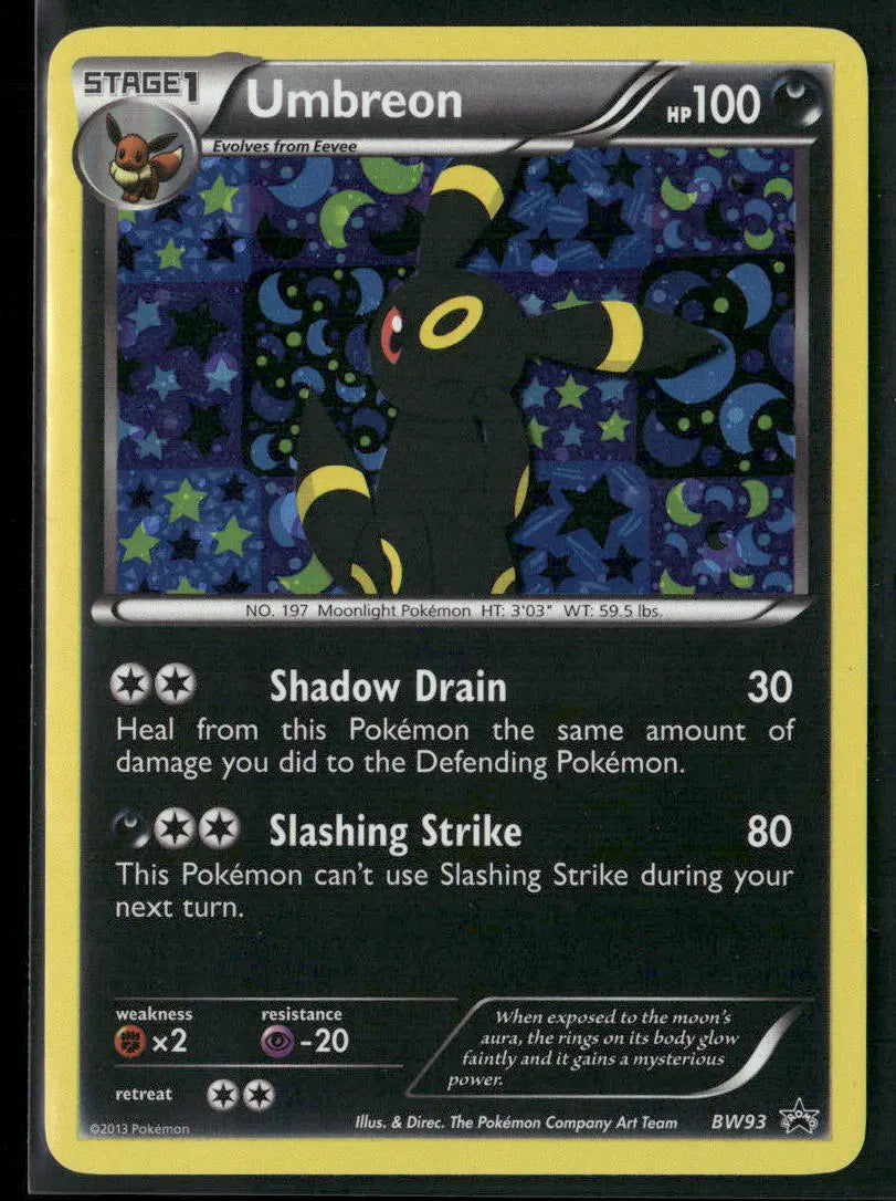 2013 Pokemon Black and White Promos Holo Rare Umbreon BW93 