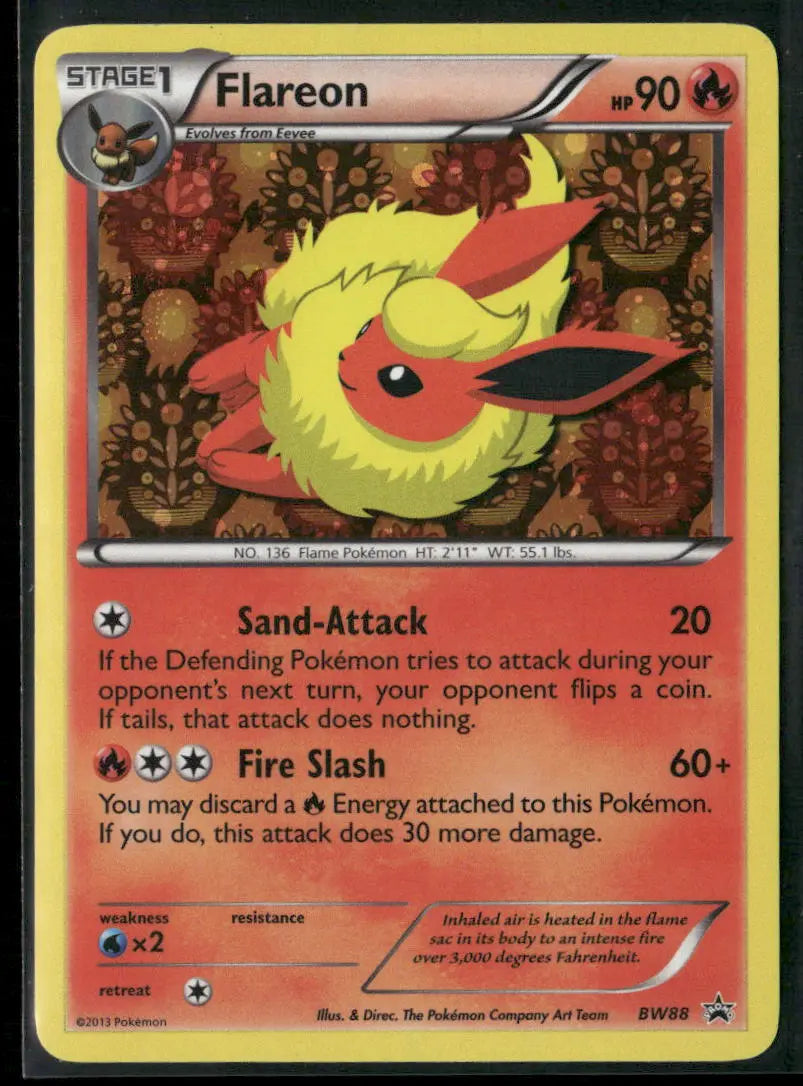 2013 Pokemon Black and White Promos Holofoil Flareon BW88 