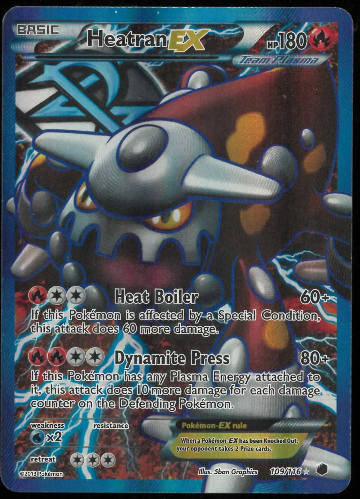 2013 Pokemon Plasma Freeze Heatran EX Team Plasma Ultra Rare 109/116 