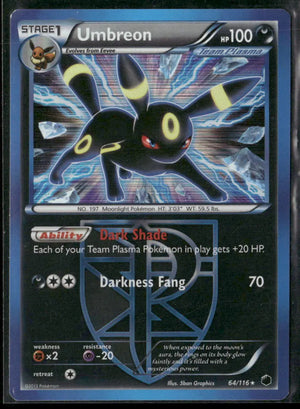 2013 Pokemon Plasma Freeze Holofoil Umbreon 64/116 LP 