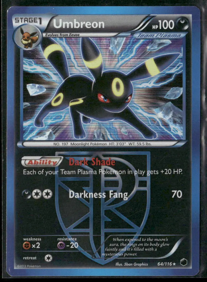 2013 Pokemon Plasma Freeze Holofoil Umbreon 64/116 LP 