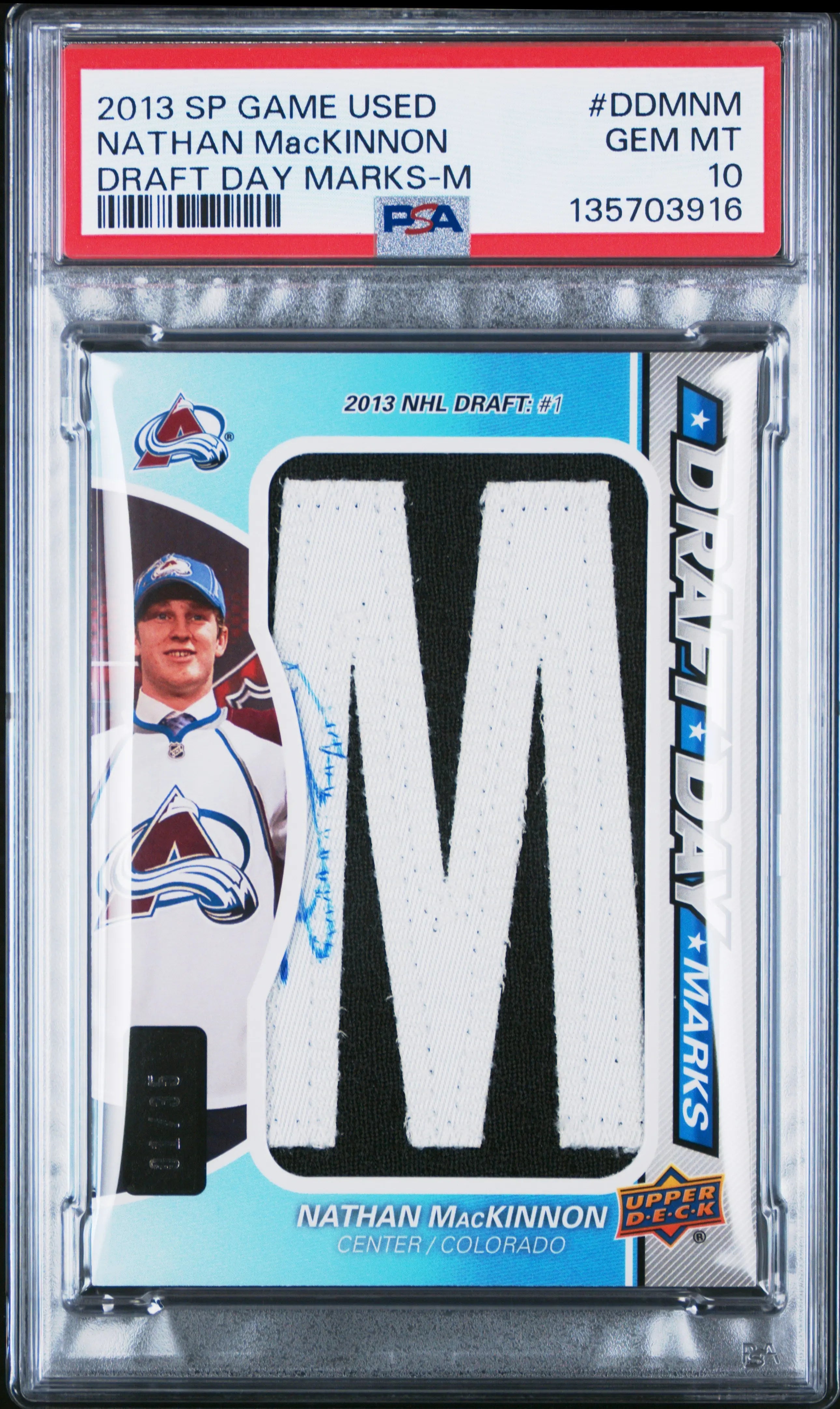 2013 Sp Game Used Draft Day Marks Rookie Patch Auto Nathan Mackinnon /35 PSA 10 
