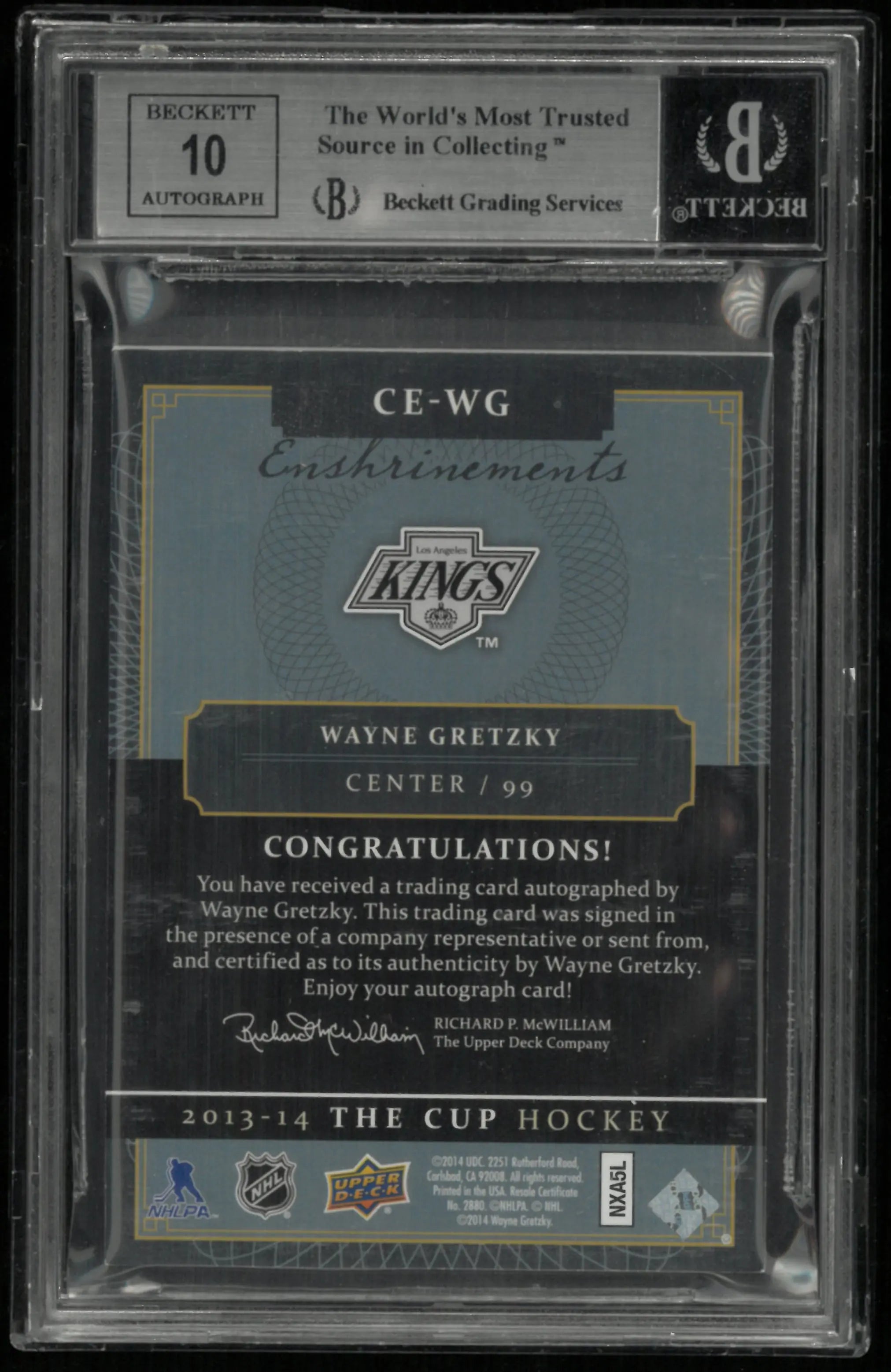 2013 The Cup Enshrinements Wayne Gretzky #CEWG BGS 8.5 Auto 10 