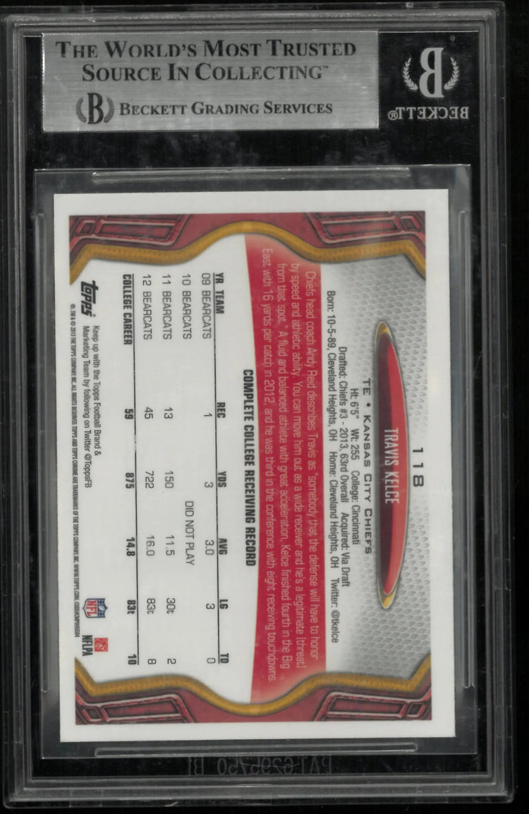 2013 Topps Chrome Travis Kelce #118  RC Rookie BGS 9 Chiefs Taylor Swift 