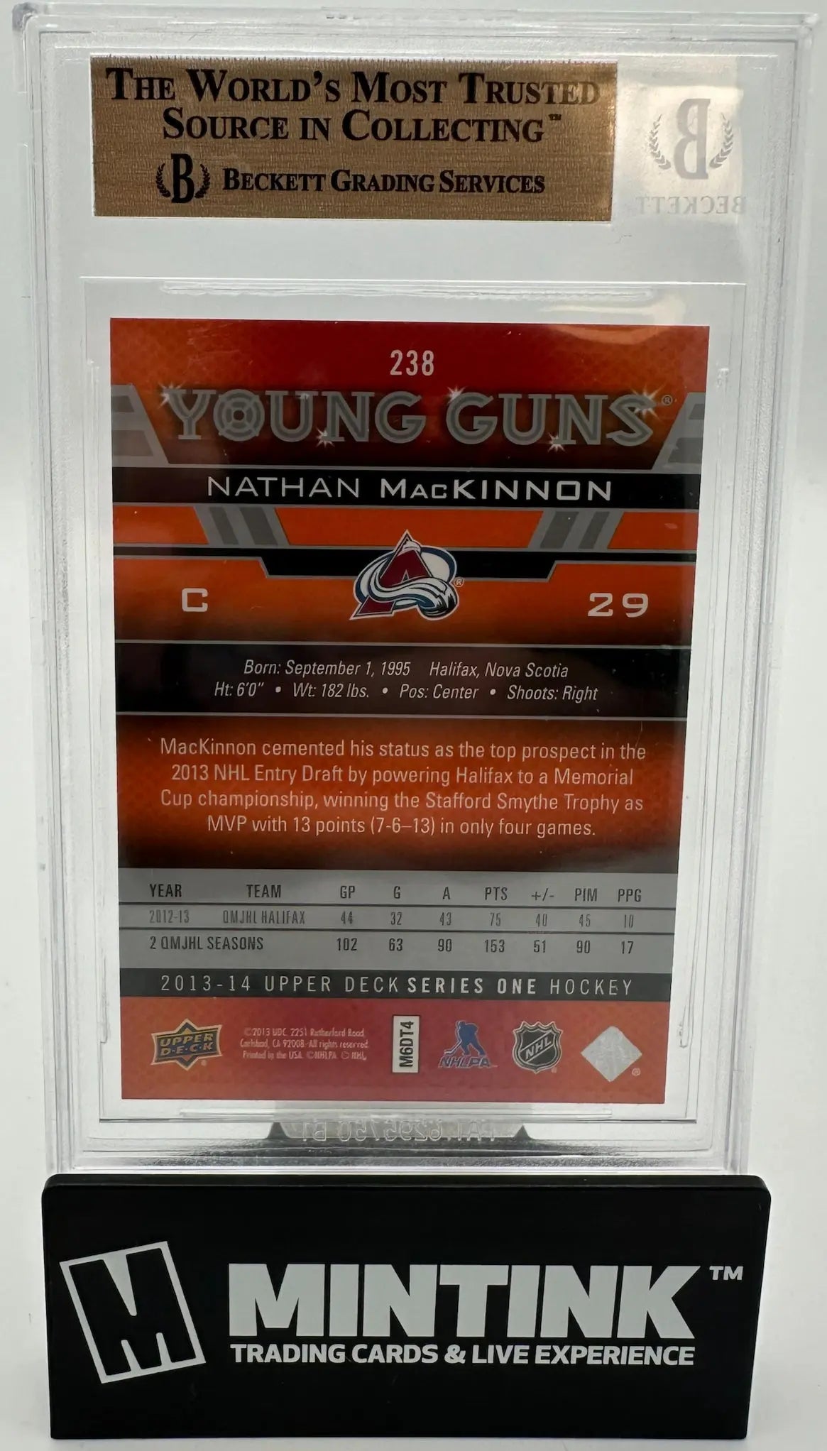 2013 Upper Deck Series One Young Guns Rookie Nathan MacKinnon RC BGS 9.5 