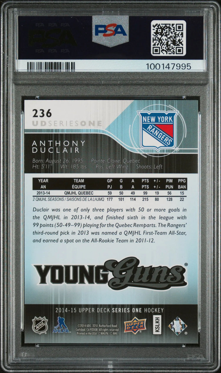 2014-15 Upper Deck Series One Hockey Anthony Duclair Young Guns PSA 10 