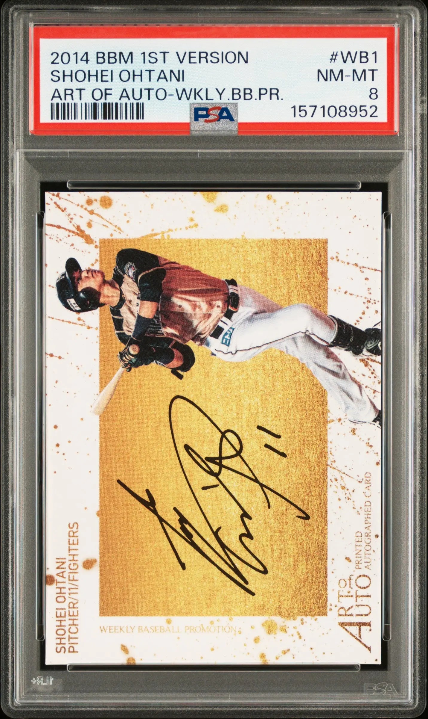 2014 Bbm 1st Version Art Of Autograph Shohei Ohtani Art Of Auto PSA 8 