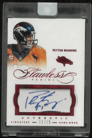 2014 Flawless Football Peyton Manning Ruby Patch Auto /15 