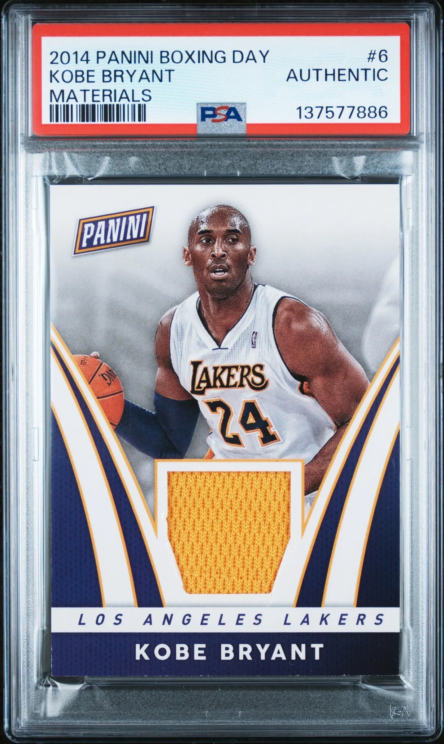 2014 Panini Boxing Day Patch Kobe Bryant Materials PSA Authentic 